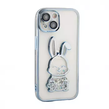 iLike Apple iPhone 15 Silicone Case Print Desire Rabbit Blue