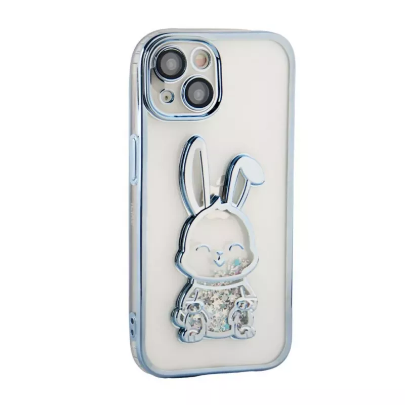 iLike Apple iPhone 15 Silicone Case Print Desire Rabbit Blue