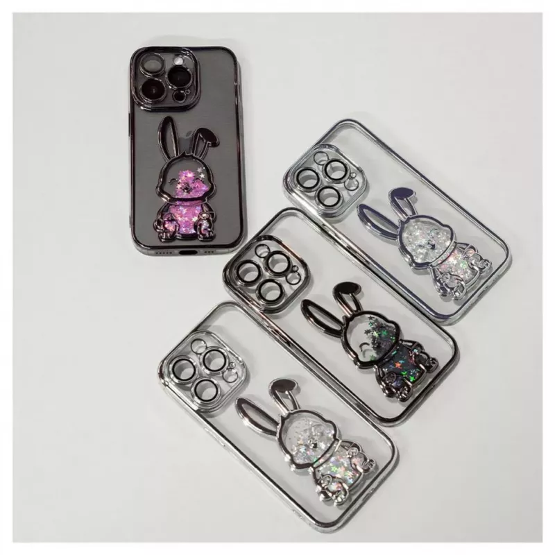 iLike Apple iPhone 15 Pro Silicone Case Print Desire Rabbit Purple