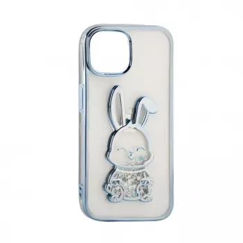 iLike Apple iPhone 15 Pro Silicone Case Print Desire Rabbit Blue