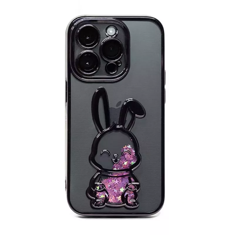 iLike Apple iPhone 15 Pro Max Silicone Case Print Desire Rabbit Purple