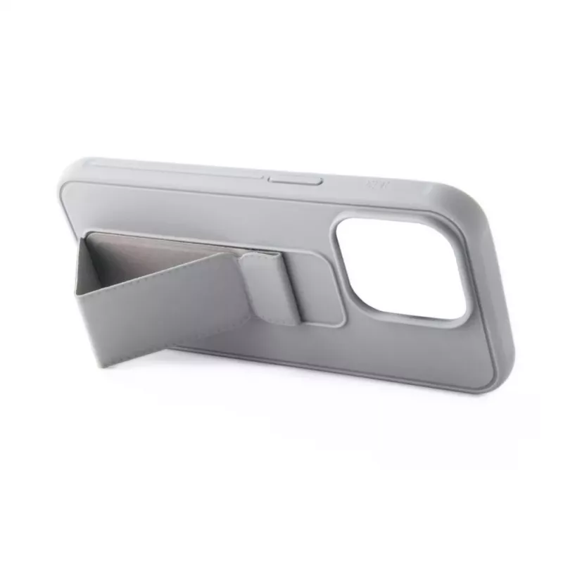 iLike Apple iPhone 15 Silicone Case with Stand Silver