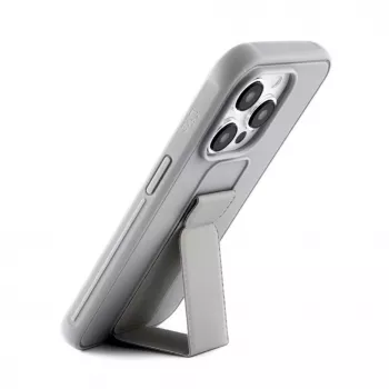 iLike Apple iPhone 15 Pro Silikonowe etui z podstawką Srebrny