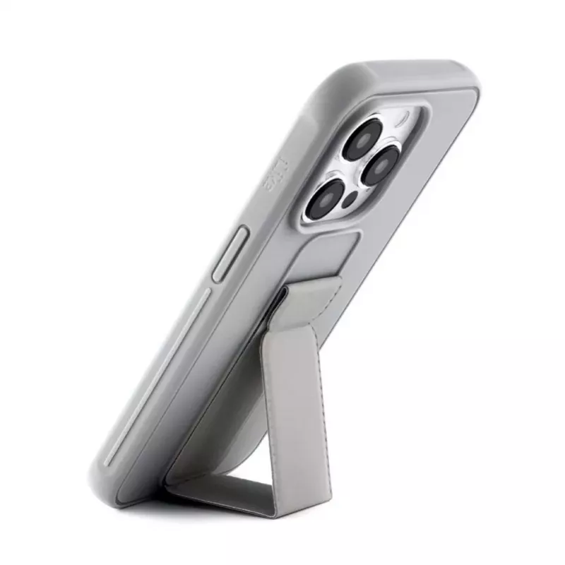 iLike Apple iPhone 15 Pro Silikonowe etui z podstawką Srebrny
