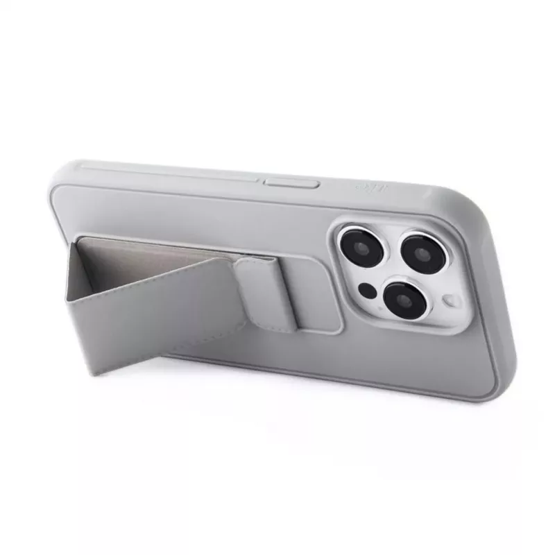 iLike Apple iPhone 15 Pro Silikonowe etui z podstawką Srebrny