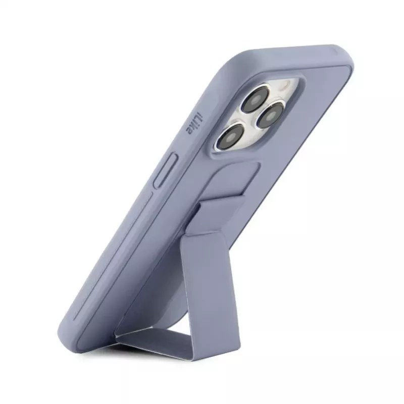 iLike Apple iPhone 15 Pro Max Silikonowe etui z uchwytem Fioletowy