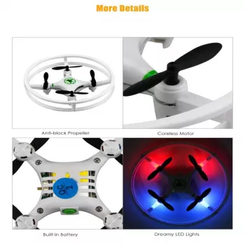 iLike Phantom Quadcopter Drone 360° (HC615) z pilotem 2.4GHz, ładowanie USB, żyroskop 6-osiowy, 4 kanały - Biały