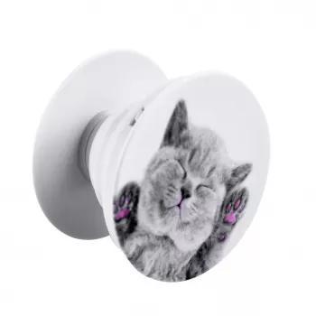 iLike Universal Pop Holder Cat - Szary Uchwyt i Podstawka do Telefonu