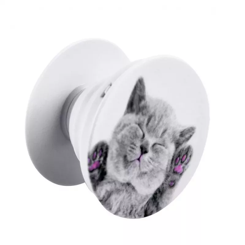 iLike Universal Pop Holder Cat - Szary Uchwyt i Podstawka do Telefonu