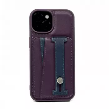 iLike Apple iPhone 15 Pro Leather Pocket Stand Cover Purple
