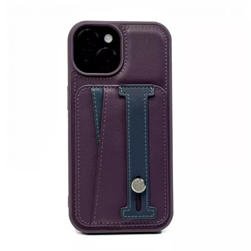 iLike Apple iPhone 15 Pro Max Leather Pocket Stand Cover Purple