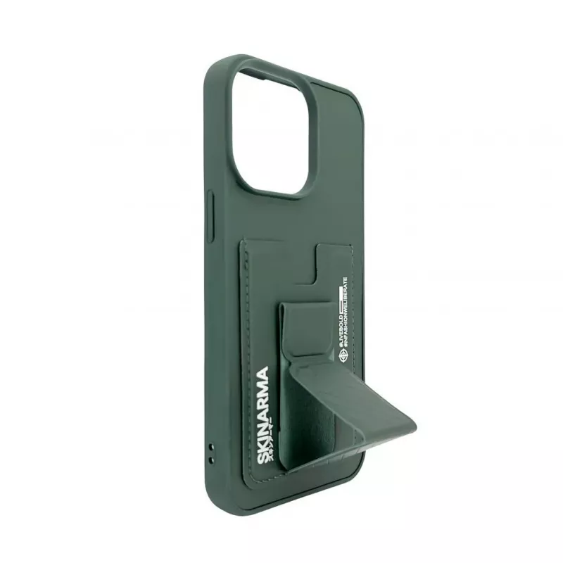 iLike Apple iPhone 15 Pro Leather Hidden Pocket Stand Cover Green