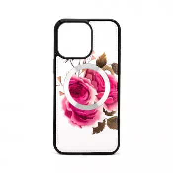 Evelatus Apple iPhone 14 Pro Max Etui Skórzane z Zamkiem Wzór Kwiatowy Biały