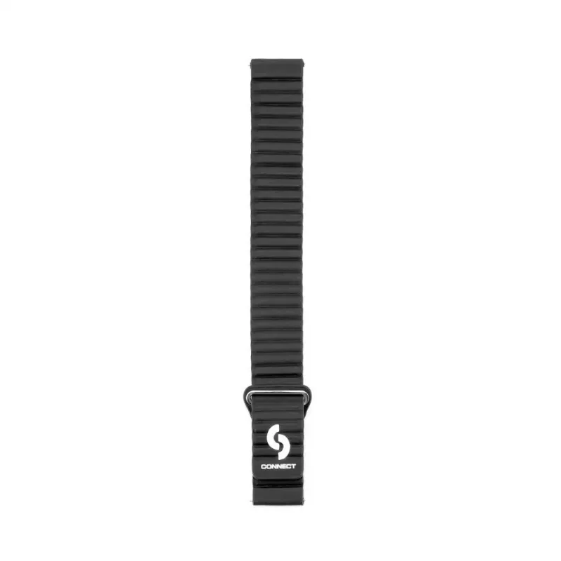Connect 20mm Flat Head Leather - Silicone Loop Magnetic Watch Strap (130mm M/L) Black