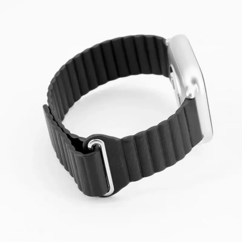 Connect 20mm Flat Head Leather - Silicone Loop Magnetic Watch Strap (130mm M/L) Black