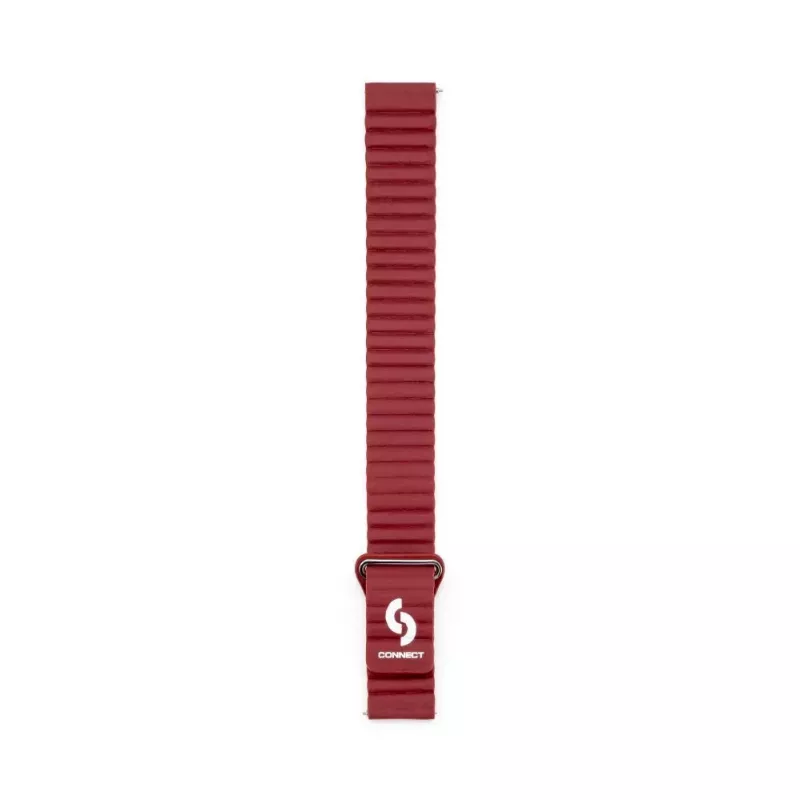 Connect 20mm Flat Head Leather - Silicone Loop Magnetic Watch Strap (130mm M/L) Wine Red