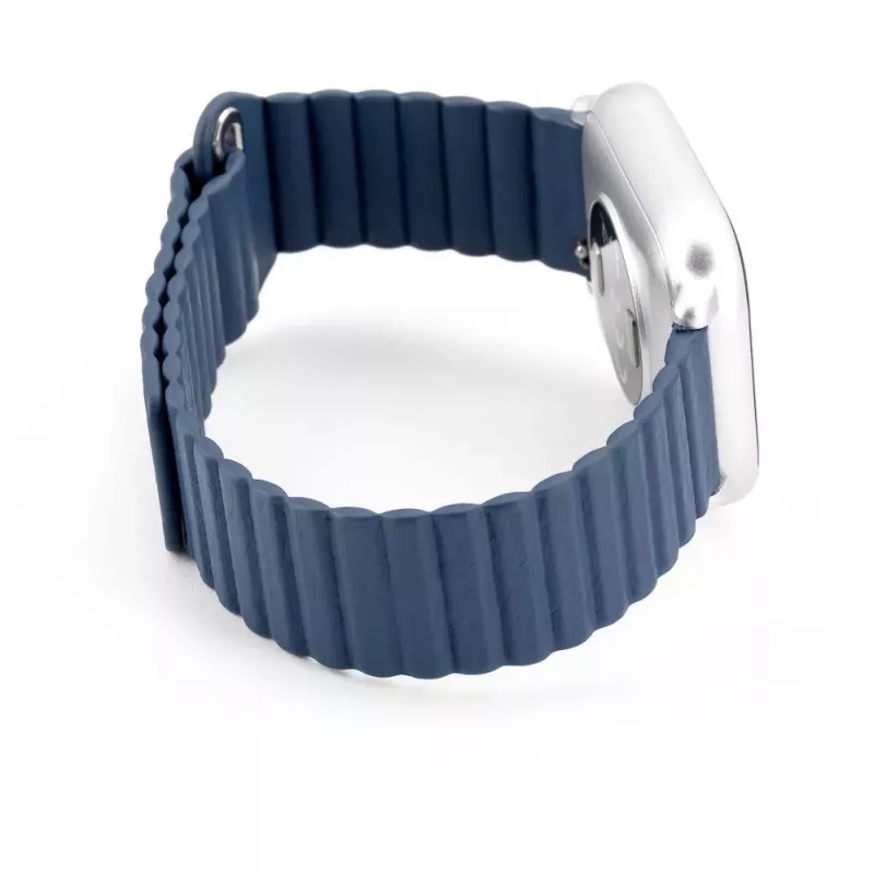 Connect 20mm Flat Head Leather-Silicone Loop Magnetic Watch Strap (130mm M/L) Midnight Blue