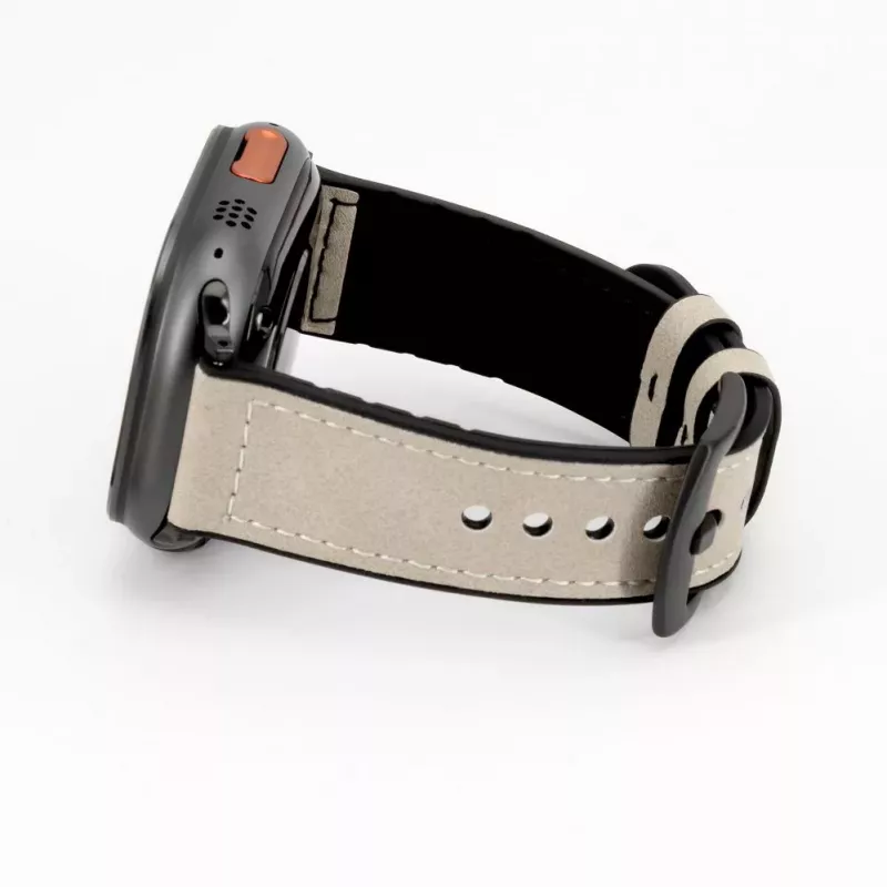 Connect Watch 38/40/41mm Silikonowy Pasek do Zegarka z Naszywką Skórzaną (132mm M/L) Biały