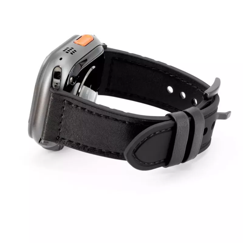 Connect Watch 42/44/45mm Silikonowy Pasek do Zegarka ze Skóry (132mm M/L) Czarny