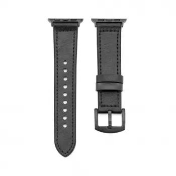 Connect Watch 42/44/45mm Silikonowy Pasek do Zegarka ze Skóry (132mm M/L) Czarny