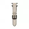 Connect Watch 42/44/45mm Silikonowy Pasek z Naszywką Skórzaną (132mm M/L) Biały