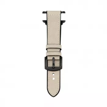 Connect Watch 42/44/45mm Silikonowy Pasek z Naszywką Skórzaną (132mm M/L) Biały