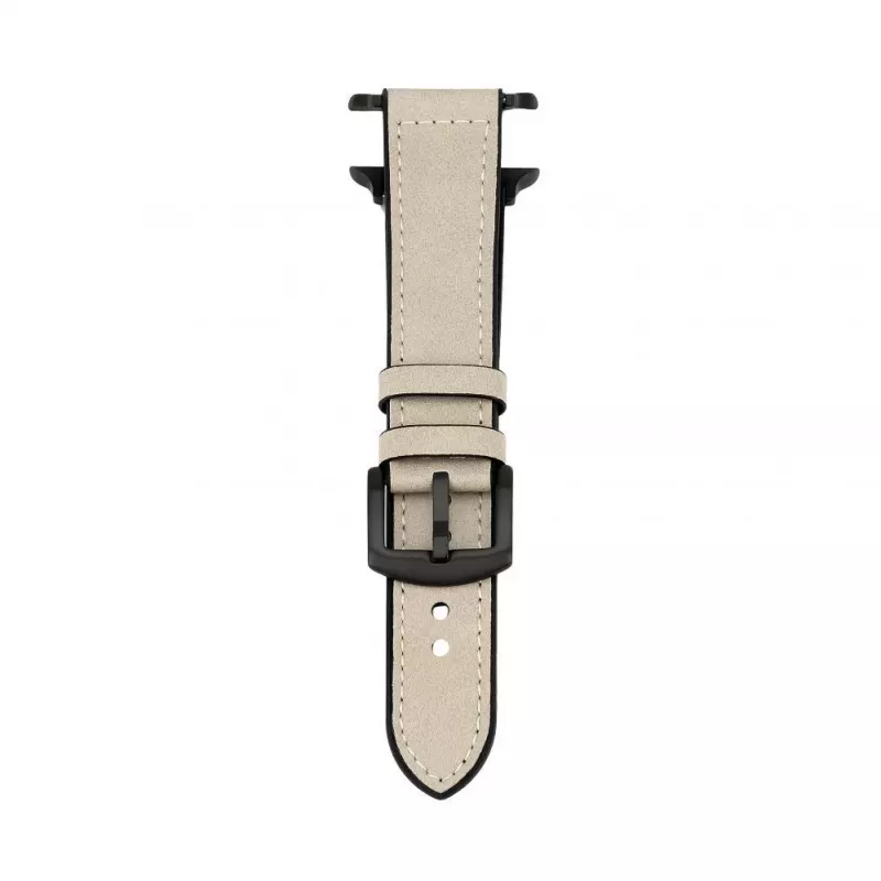Connect Watch 42/44/45mm Silikonowy Pasek z Naszywką Skórzaną (132mm M/L) Biały