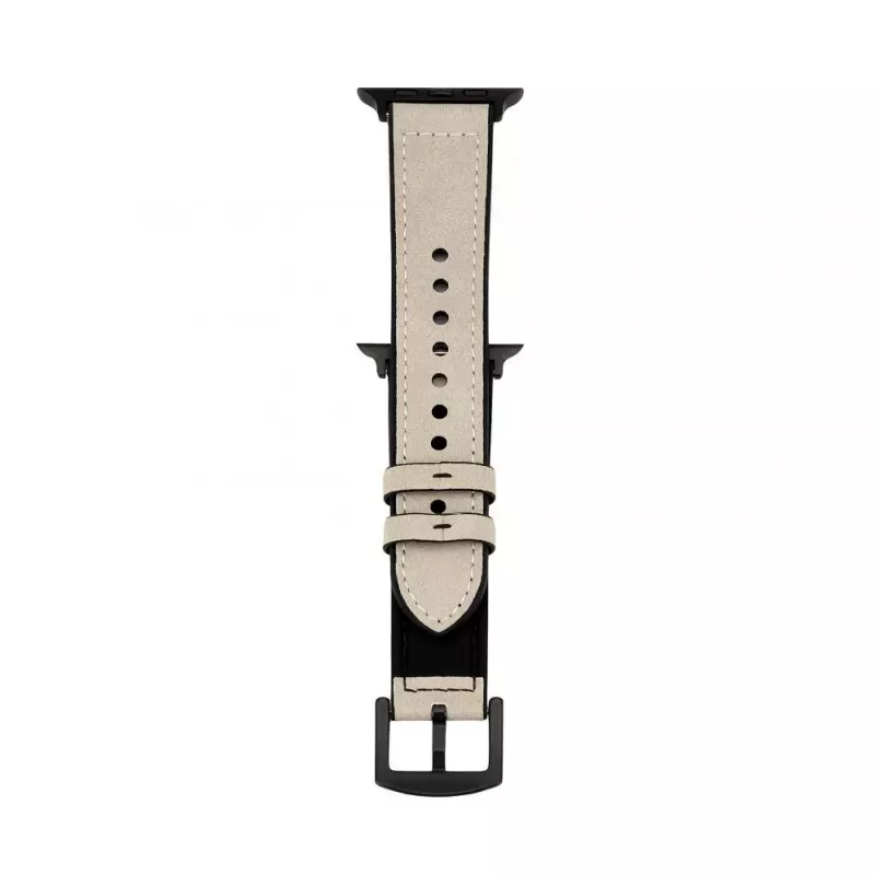 Connect Watch 42/44/45mm Silikonowy Pasek z Naszywką Skórzaną (132mm M/L) Biały