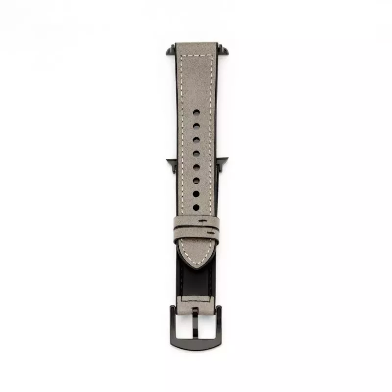 Connect Watch 42/44/45mm Silicone Patch Leather Watch Strap (132mm M/L) Silver