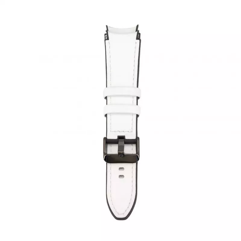 Connect 20mm Silicone Patch Leather Watch Strap (130mm M/L) White