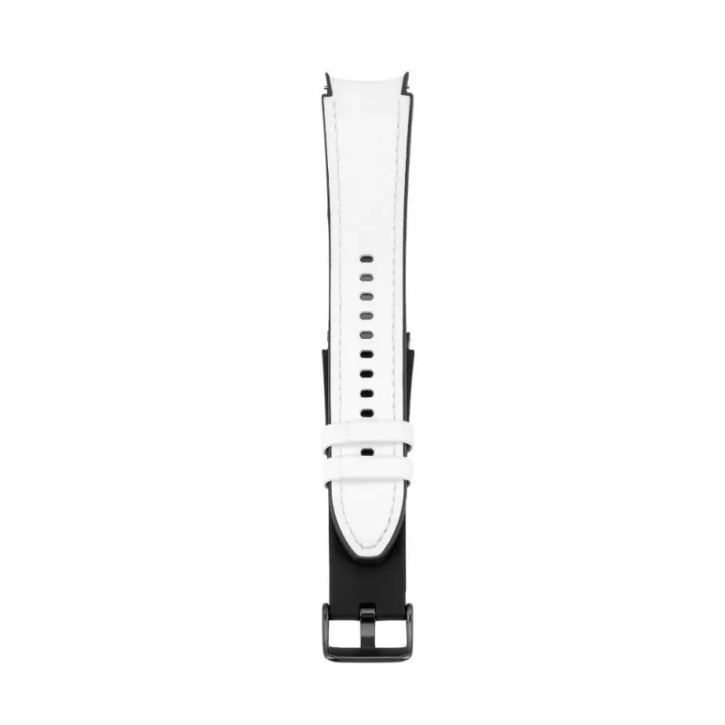 Connect 20mm Silicone Patch Leather Watch Strap (130mm M/L) White