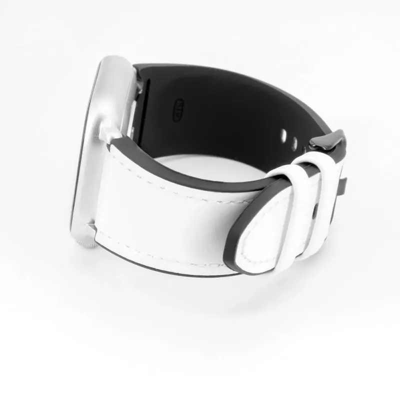 Connect 20mm Silicone Patch Leather Watch Strap (130mm M/L) White