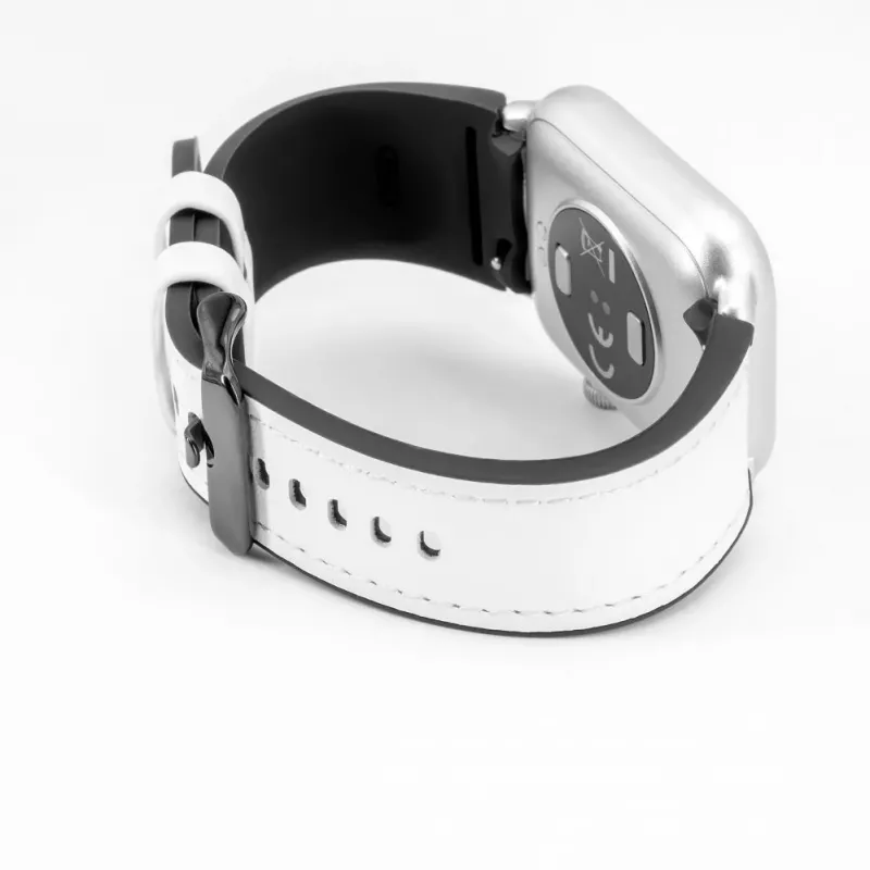Connect 20mm Silicone Patch Leather Watch Strap (130mm M/L) White