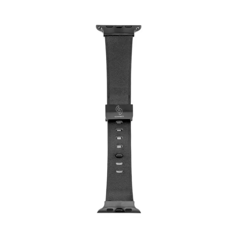 Connect Watch 38/40/41mm Single Loop Buckle Leather Watch Strap Black