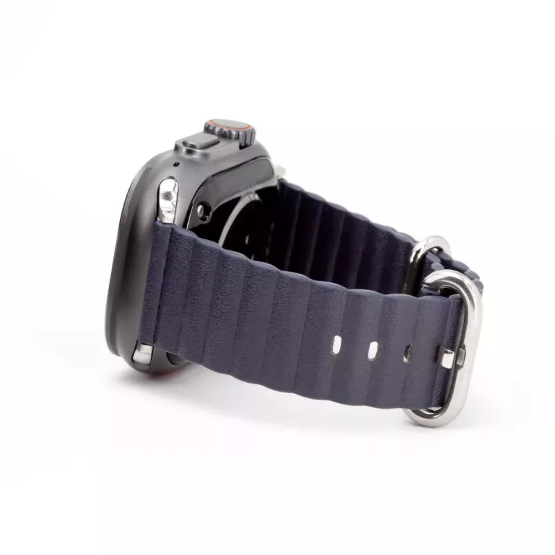Connect Watch 42/44/45mm Marine Leather Watch Strap Navy Blue