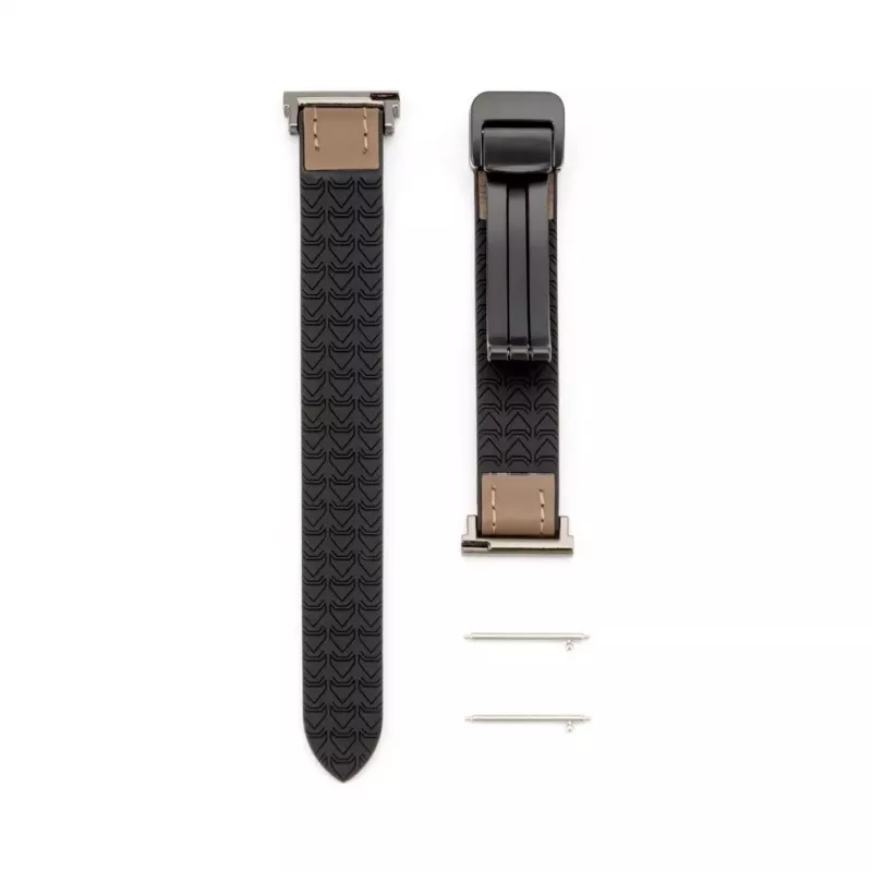 Connect 22mm Silicone Leather Watch Strap with Magnetic Wine Red