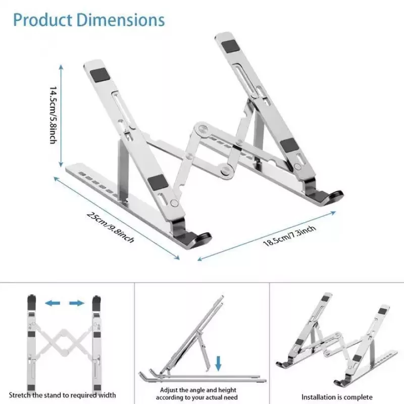 iLike STM1 Metal Foldable Notebook Stand dla laptopów 10-17,3 cala - Srebrny