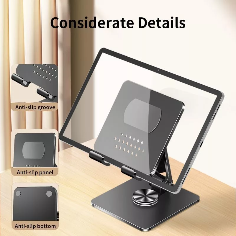 iLike STM4 Metalowy stojak na tablet PC z regulowanym kątem nachylenia i obrotem 360° Czarny