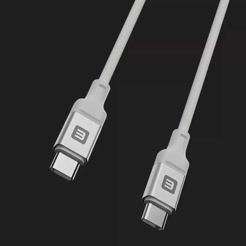 Evelatus USB-C do USB-C Kabel 2M 60W / 20V3A Aluminiowa Obudowa Pleciony Biały