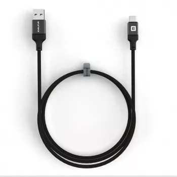 Evelatus USB-A do USB-C Kabel 1.2m Pleciony Nylon Czarny