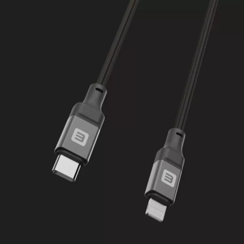 Evelatus USB-C to Lightning Cable 1.2m 60W MFi Certified Braided Nylon Aluminum Housing Black
