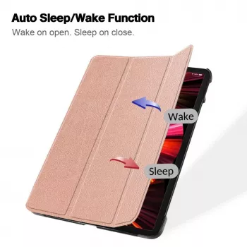 iLike Galaxy Tab A8 10.1 T510 / T515 Tri-Fold Eco-Leather Stand Case Rose Gold