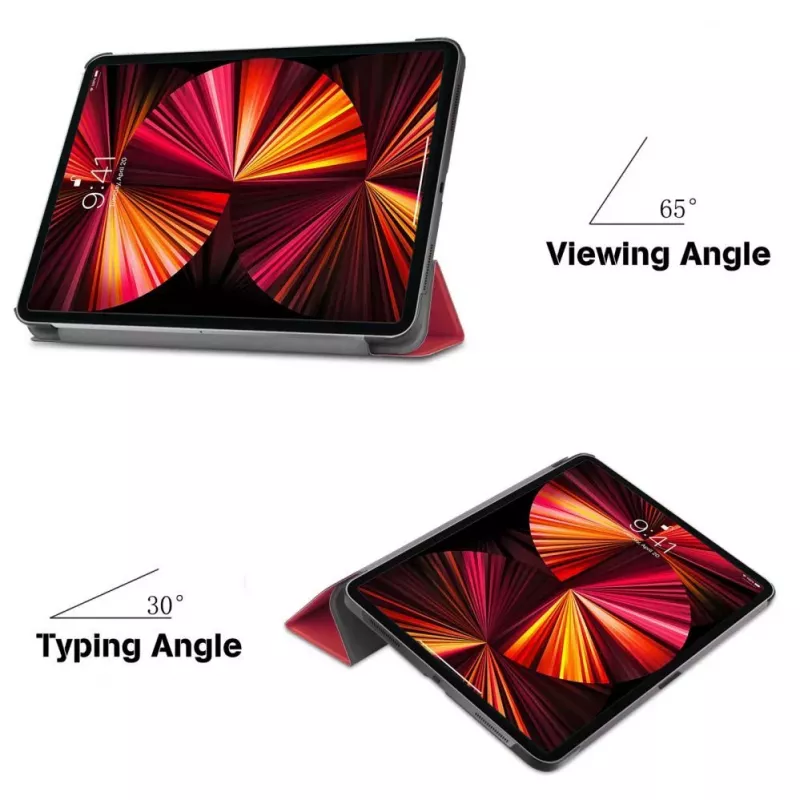 iLike Galaxy Tab S9 Plus 12.4 Tri-Fold Eco-Leather Stand Case Coral Pink