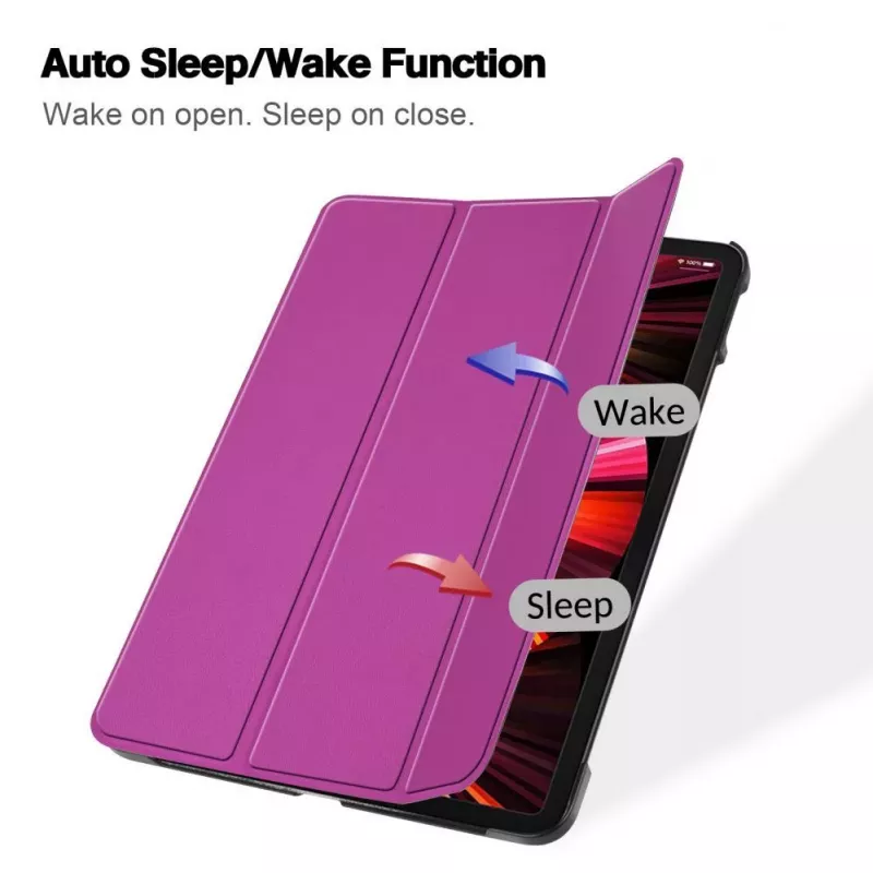iLike Galaxy Tab S7 FE 12.4 Tri-Fold Eco-Leather Stand Case Purple