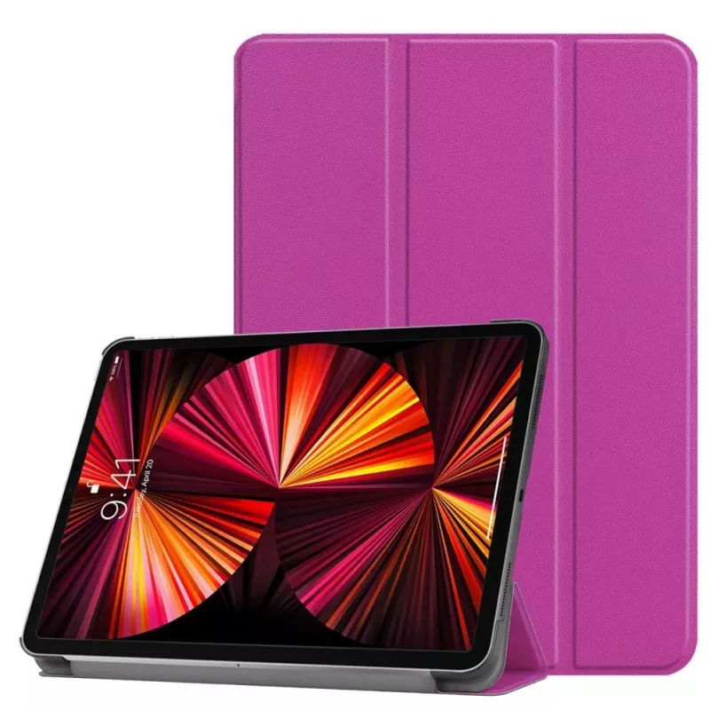 iLike Galaxy Tab S8 Plus 12.4 Tri-Fold Eco-Leather Stand Case Purple