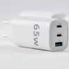 Evelatus 65W Max Fast Charger EU USB-C1/USB-C1/USB-A Biały