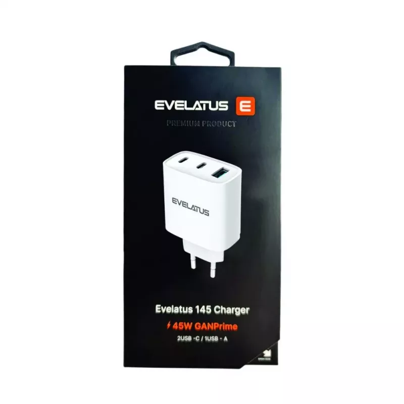 Evelatus 45W Max Fast Charger EU USB-C1/USB-C1/USB-A - RCE-4501ACCL Biały