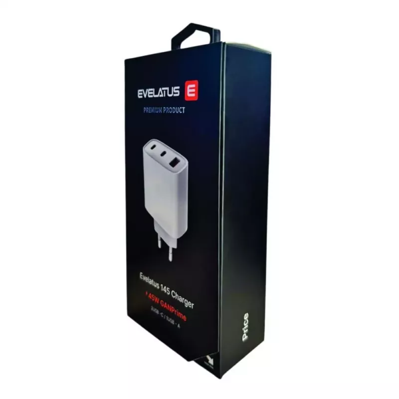 Evelatus 45W Max Fast Charger EU USB-C1/USB-C1/USB-A - RCE-4501ACCL Biały