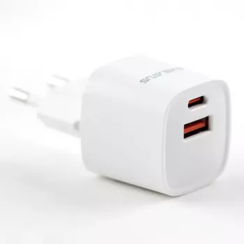 Evelatus USB-A i USB-C 30W Max EU Ładowarka Biała