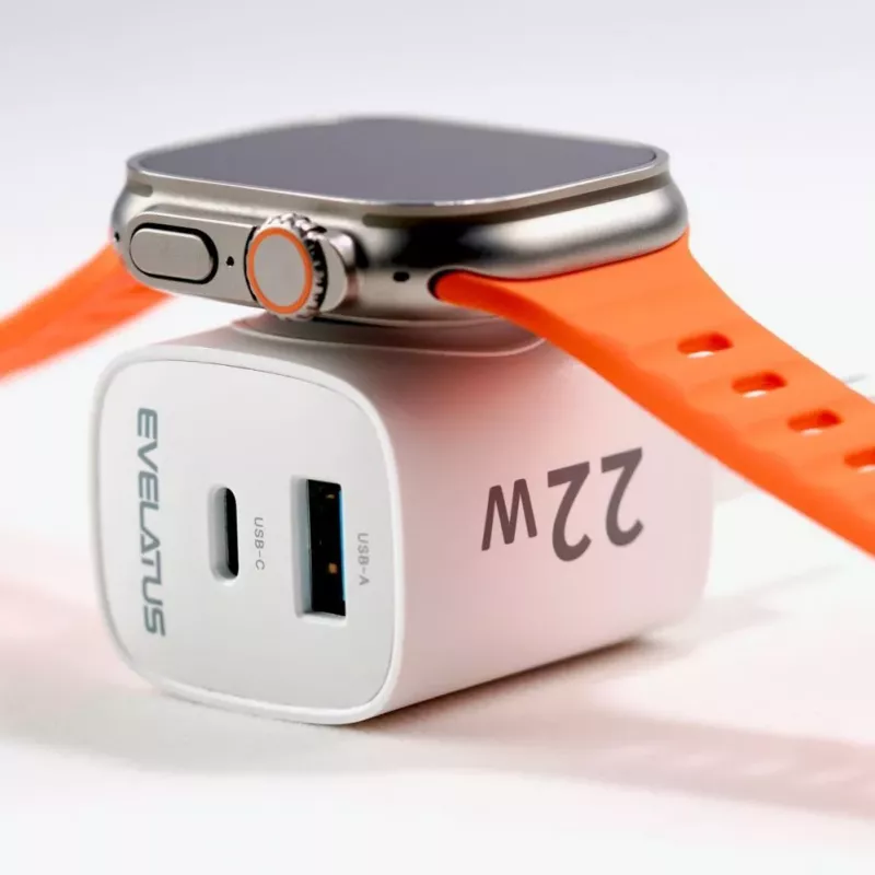 Evelatus 2 in 1 Charger 20W Max USB-C+USB-A:15W Max USB-C+USB-A+Wireless:15W+2W 17W Max White